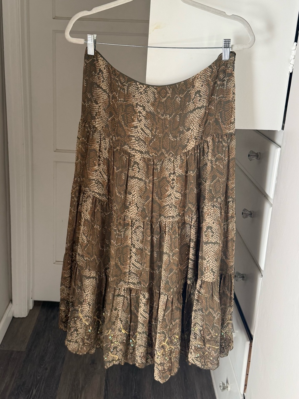 INC International Concepts Fairy Green Snake-Print BOHO Maxi SILK Skirt